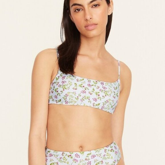 J. Crew Other - J. Crew Scoopneck Curved Waist Cheeky Bikini Cloud Meadow Floral NWT